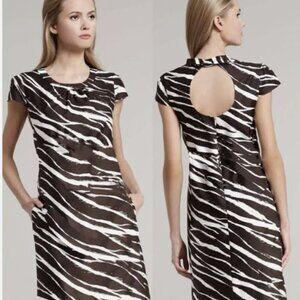 Kate Spade New York Dorothy Zebra Safari Print Cutout Cotton Silk Dress Size 10